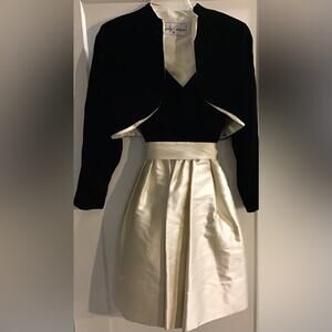 Soppy Curson black cream floral dress with jacket size small